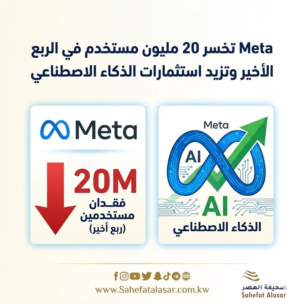 Meta تخسر 20 مليون مستخدم في الربع الأخير وتزيد استثمارات الذكاء الاصطناعي..