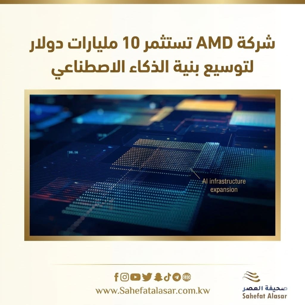 شركة AMD تستثمر 10 مليارات دولار لتوسيع بنية الذكاء الاصطناعي..