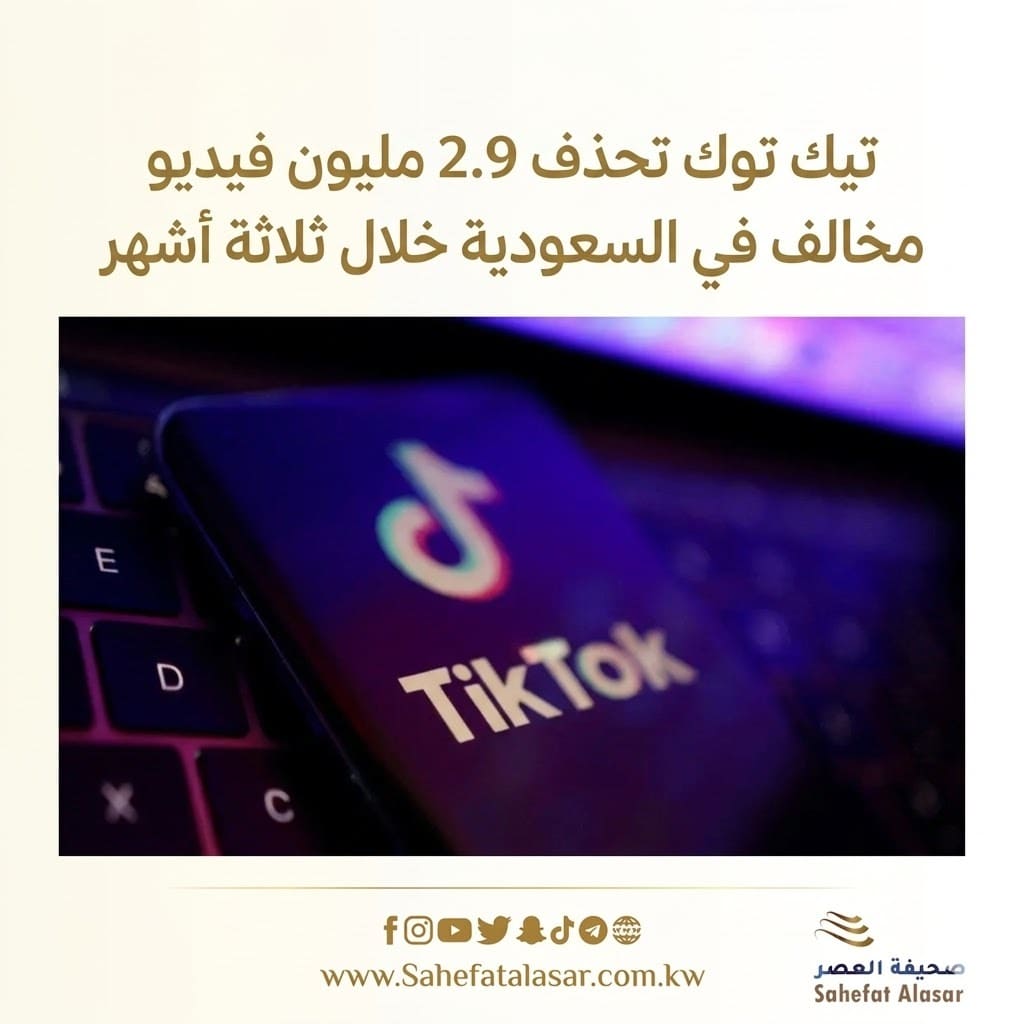 TikTok removes 2.9 million videos violating its policies in Saudi Arabia in three months..