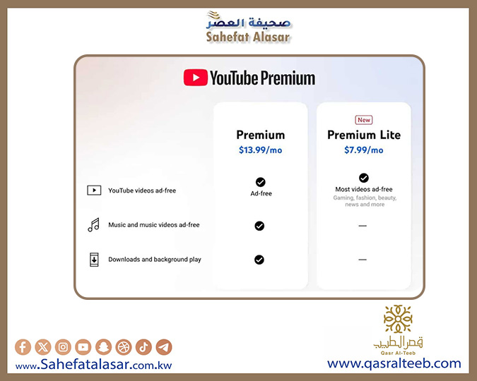يوتيوب تطلق اشتراك بريميوم لايت المُخفّض لمشاهدة مقاطع الفيديو دون إعلانات..
